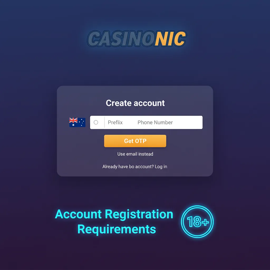 Account Registration Requirements for Casinonic: 18+, legal in your area, accurate ID, own payment, one account, accept T&C.