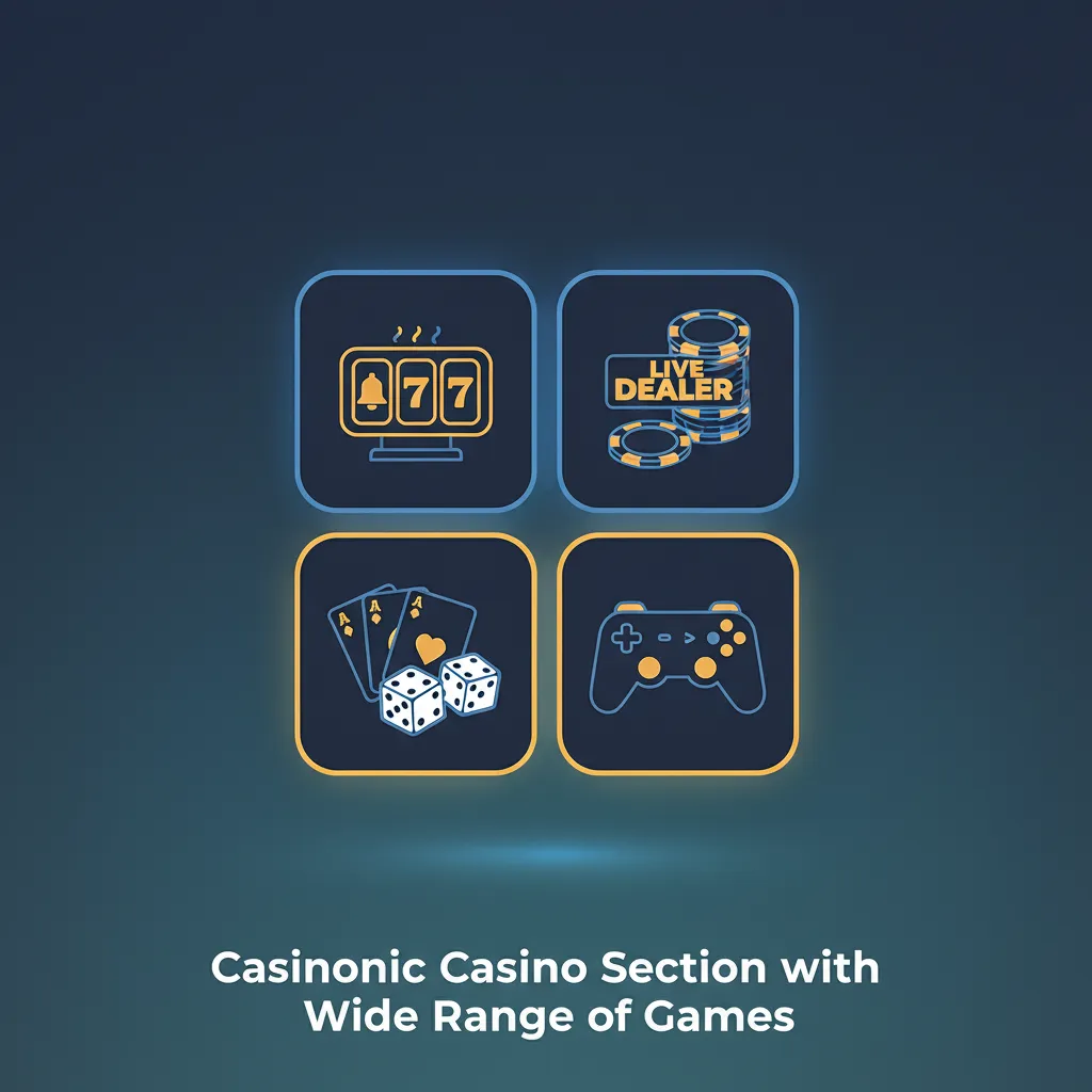 Casinonic lobby of 2,000+ games with search, filters: slots, crash, instant, cards, roulette, blackjack, video poker.