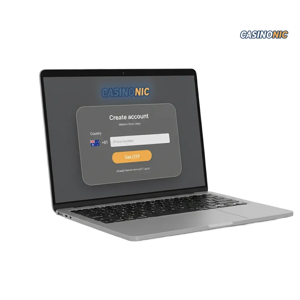 Casinonic AU sign-up: phone, email, social, one‑click; access to casino and sports betting; €1200 welcome bonus