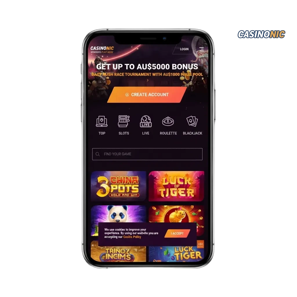 Download Casinonic app for Android APK & iOS in Australia; betting, casino, 100% bonus up to €1200, €20 min deposit.