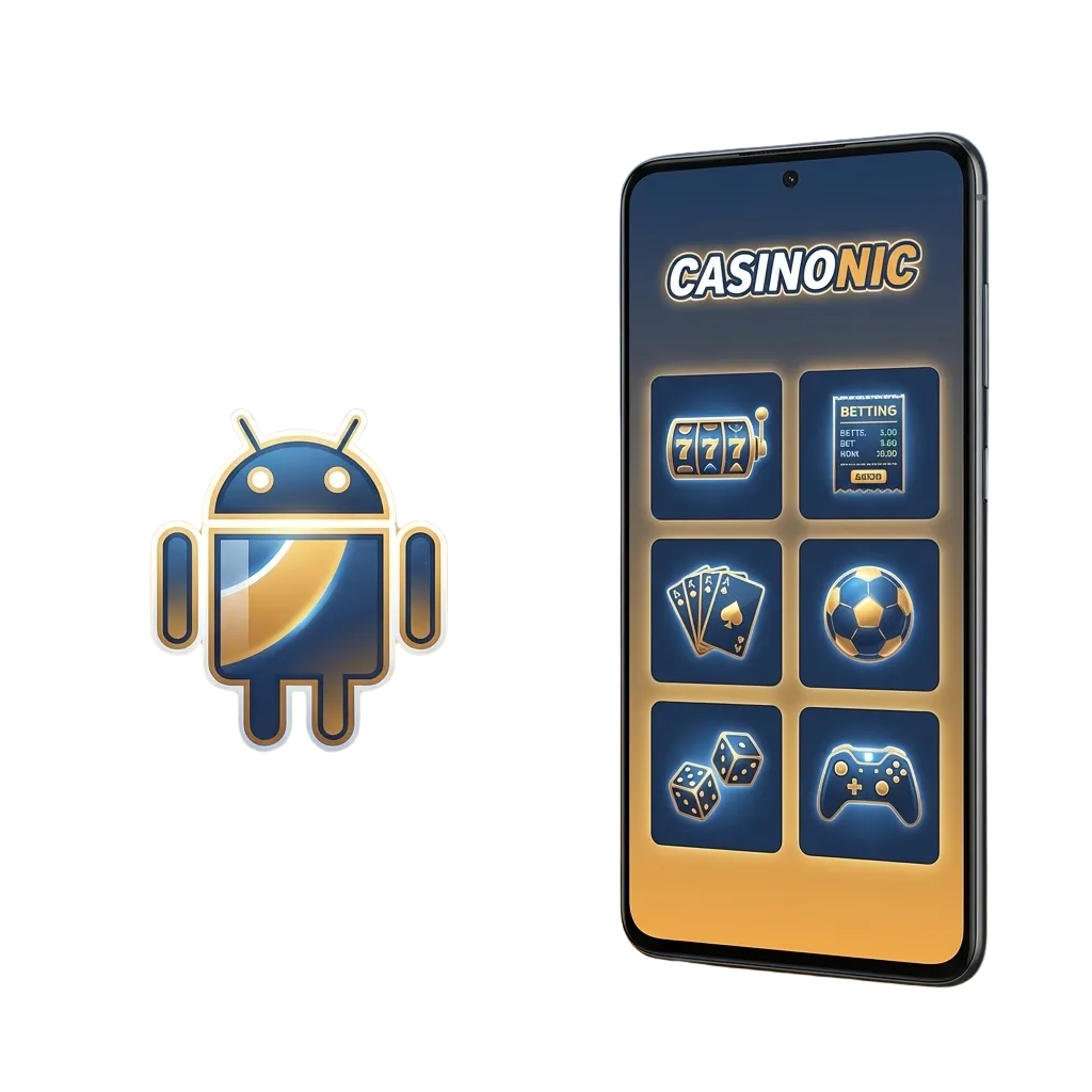 Casinonic Android app interface showing mobile betting and casino games accessible from any location