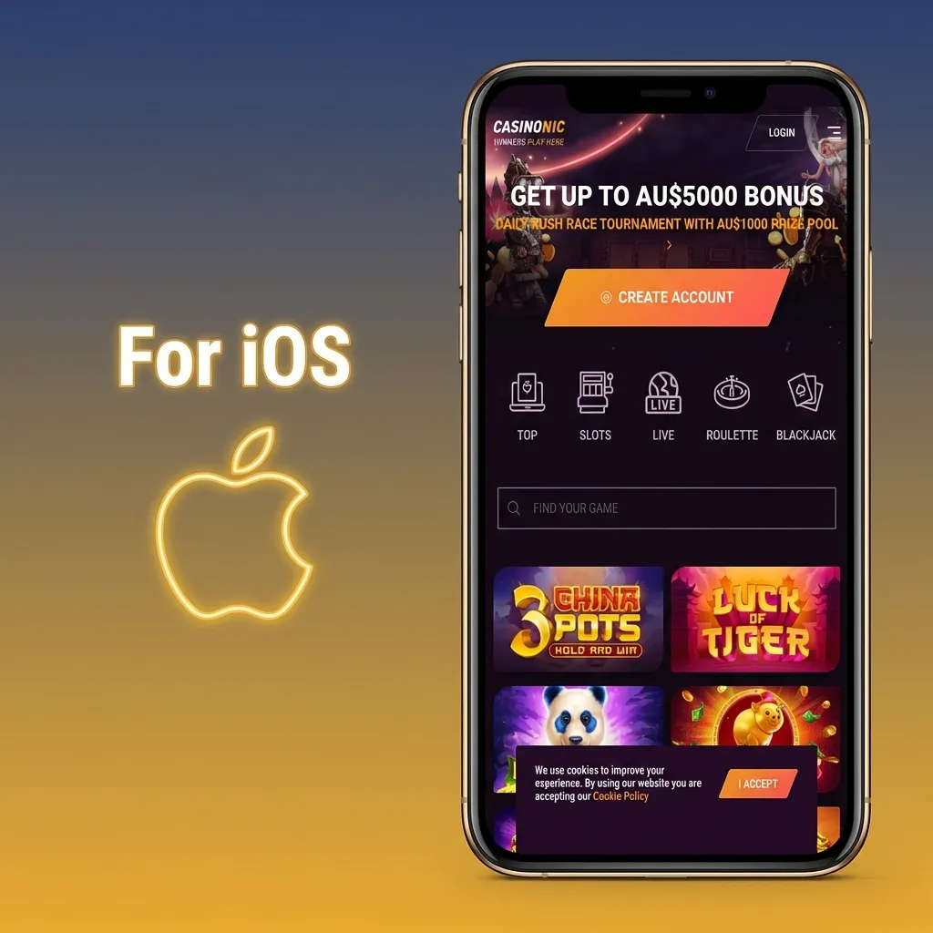 iPhone displaying Casinonic app download process from App Store with installation steps on screen