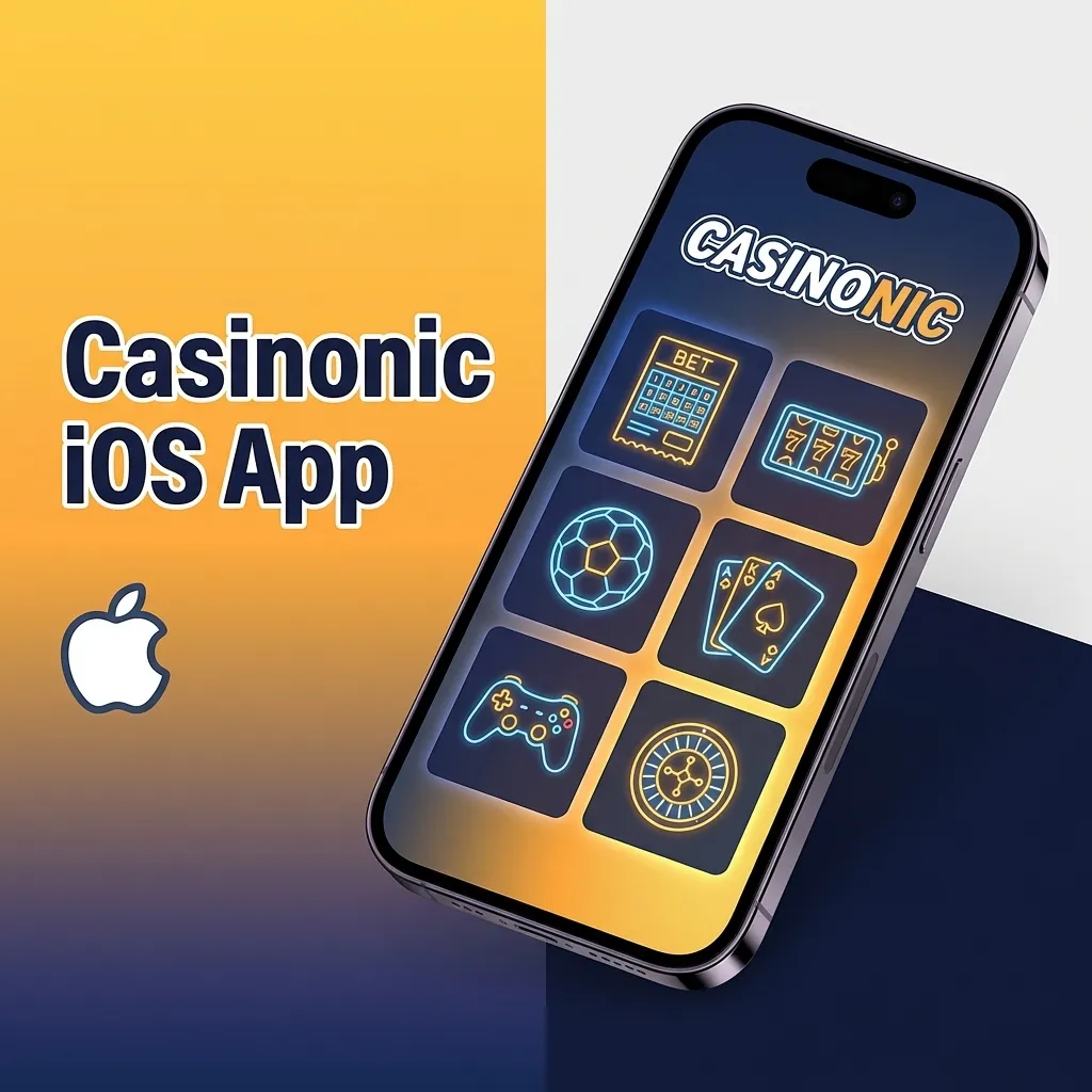 Casinonic iOS app icon on iPhone screen showing casino gaming platform with betting and payment features