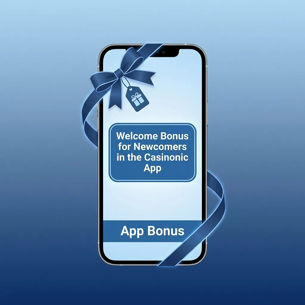 Casinonic app welcome screen showing two bonus options: sports betting and casino with deposit match percentages